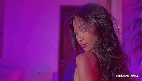 Super girl with a big dildo