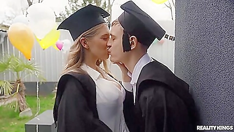 Hot blonde with huge tits fucked in public